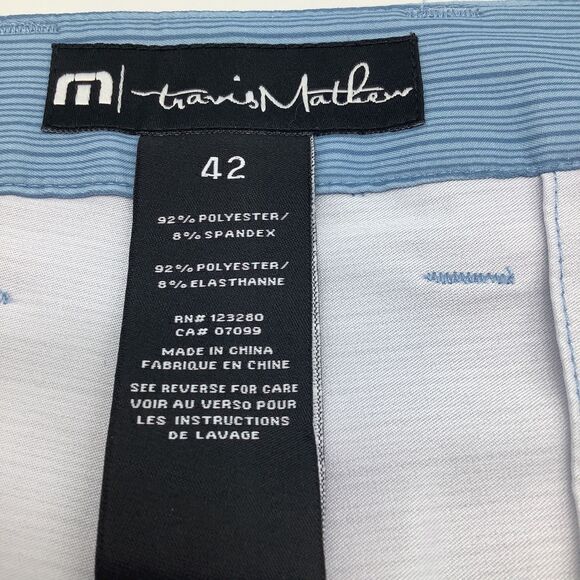 Travis Mathew Mens Golf Shorts Blue Striped Size 42 - Picture 8 of 9